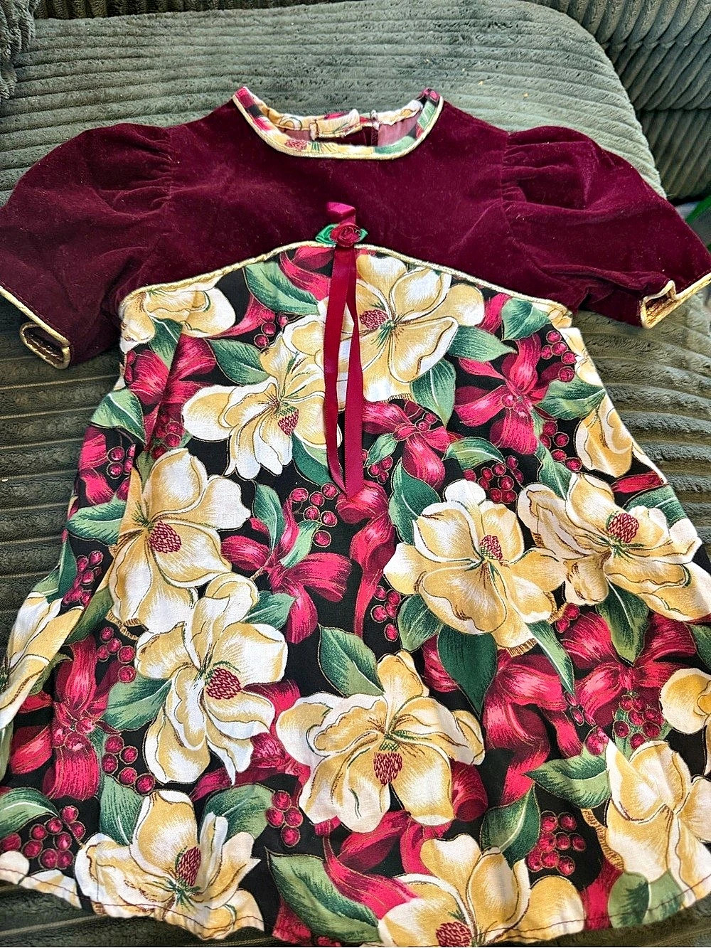 Vintage Little Precious Holiday Floral Dress Size 2T